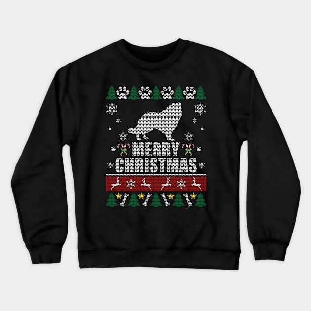 Rough Border Collie Christmas Crewneck Sweatshirt by Sleazoid